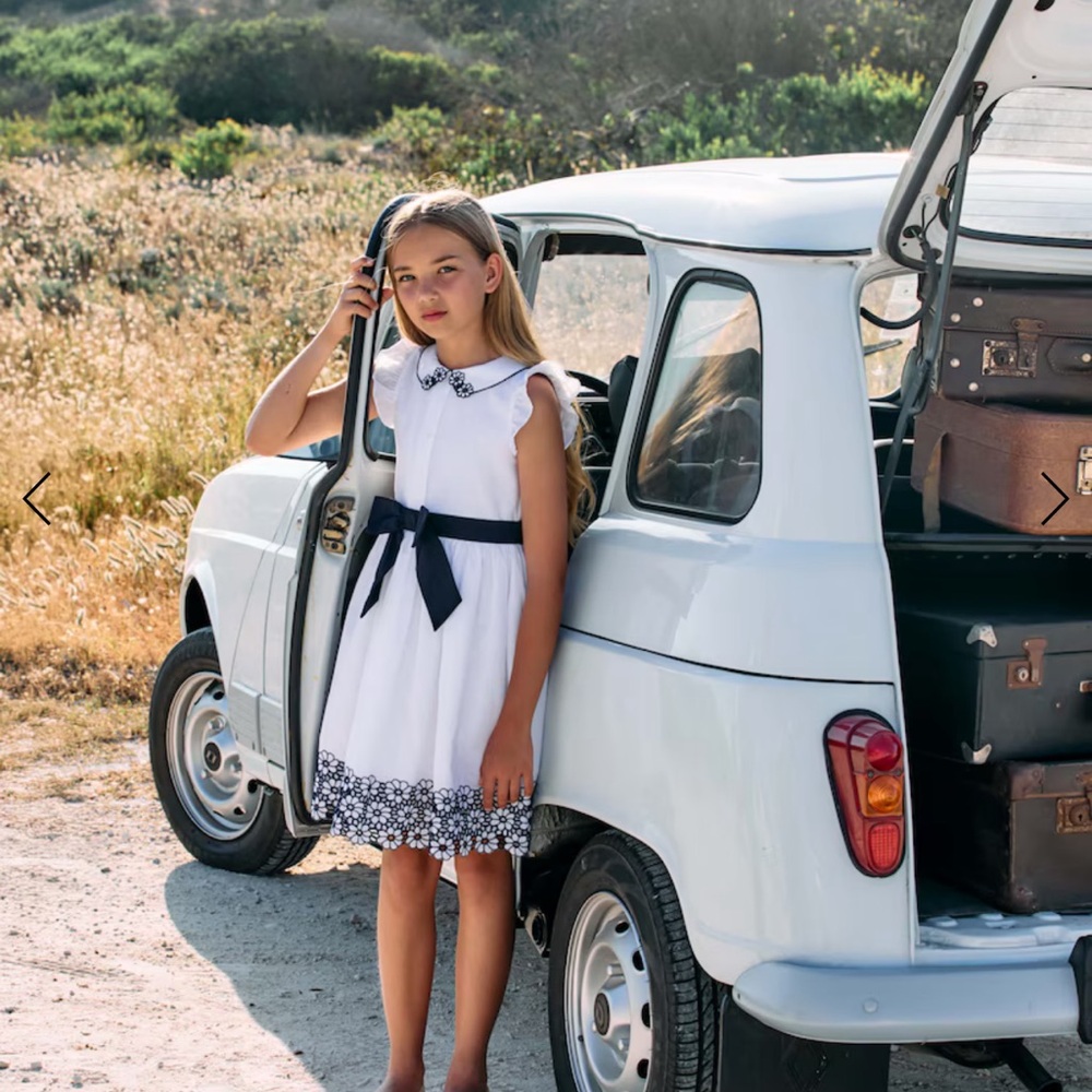 Patachou cotton White Dress with Navy Accents